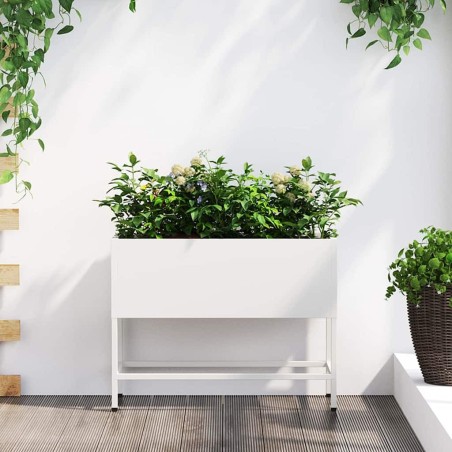 Bac de jardin surélevé Blanc 60 x 26 x 48 cm Acier 554037554037