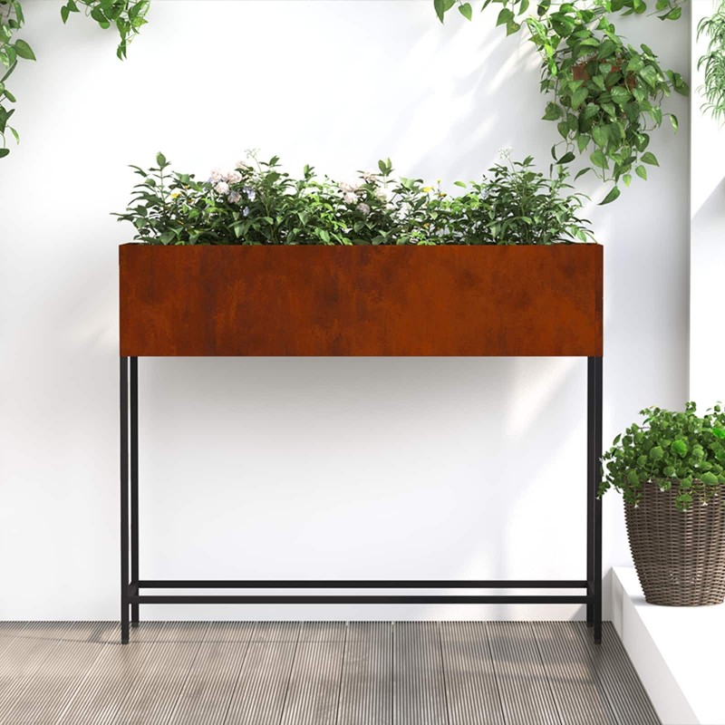 Bac de jardin surélevé Rouillé 100 x 26 x 82 cm Acier patiné 554038554038