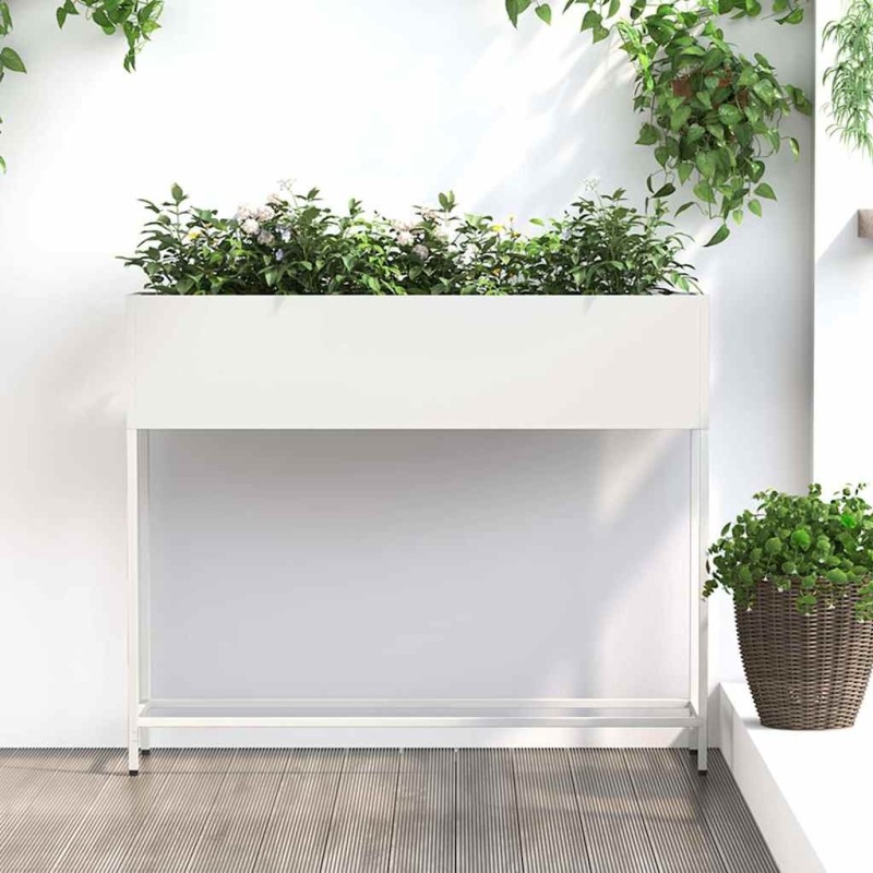 Bac de jardin surélevé Blanc 100 x 26 x 82 cm Acier 554041554041