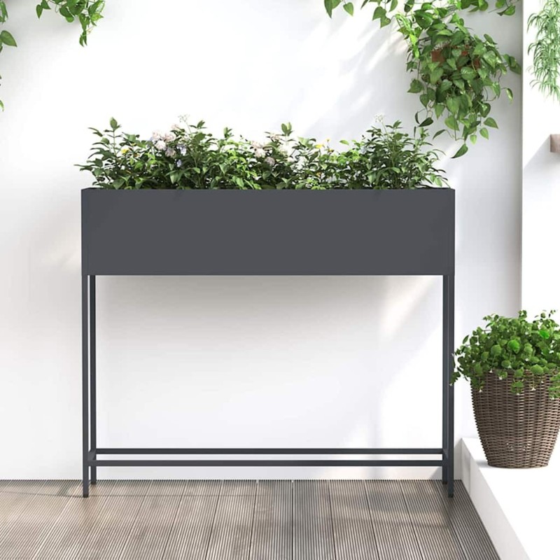 Bac de jardin surélevé Anthracite 100 x 26 x 82 cm Acier 554043554043