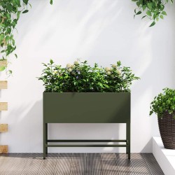 Bac de jardin surélevé Vert olive 60 x 26 x 45 cm Acier 554054554054