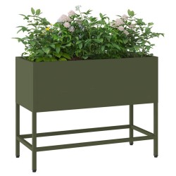 Bac de jardin surélevé Vert olive 60 x 26 x 45 cm Acier 554054554054