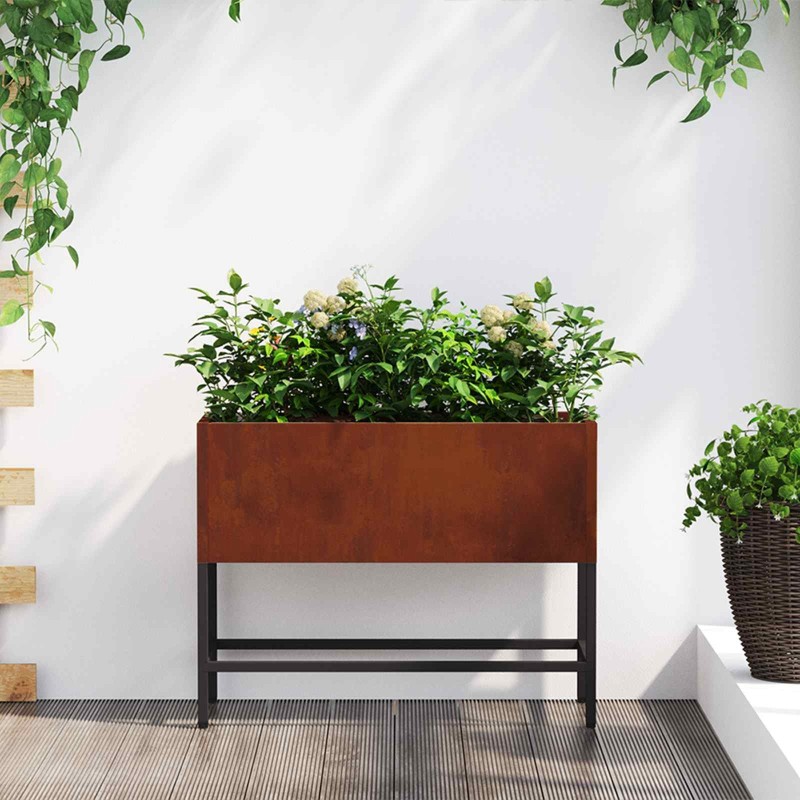 Bac de jardin surélevé Rouillé 60 x 26 x 45 cm Acier patiné 554057554057