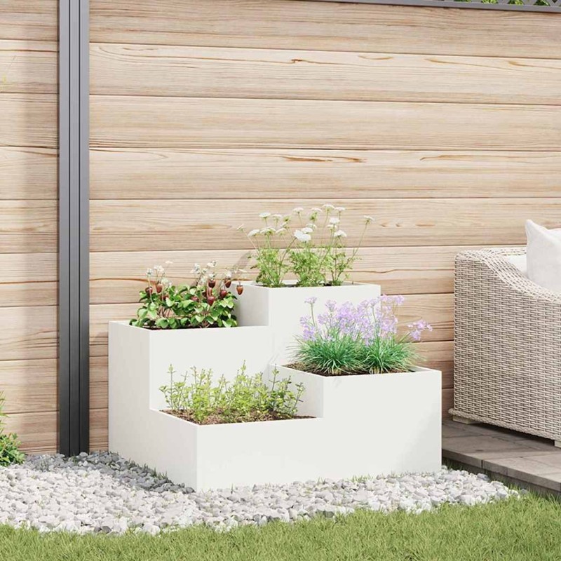 Cache-pot de jardin Blanc 80 x 80 x 60 cm Acier 554088554088