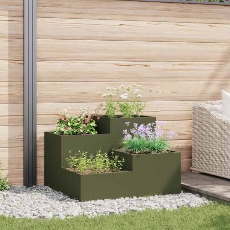 Cache-pot de jardin Vert olive 100 x 100 x 60 cm Acier 554120554120