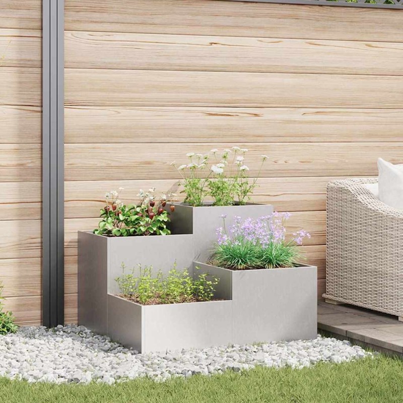 Cache-pot de jardin Argent 100 x 100 x 60 cm Acier inoxydable 554121554121