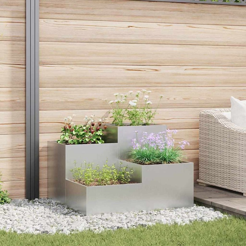 Cache-pot de jardin Argent 100 x 100 x 60 cm Acier galvanisé 554123554123