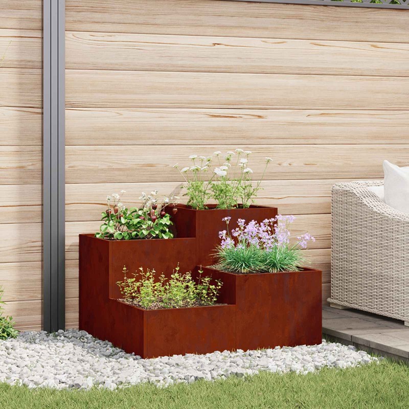 Cache-pot de jardin Rouillé 80 x 80 x 60 cm Acier patiné 554128554128