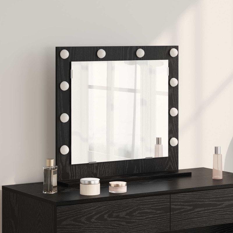Miroir de vanité Rectangulaire Chêne noir 60 x 55 x 18 cm 554147554147