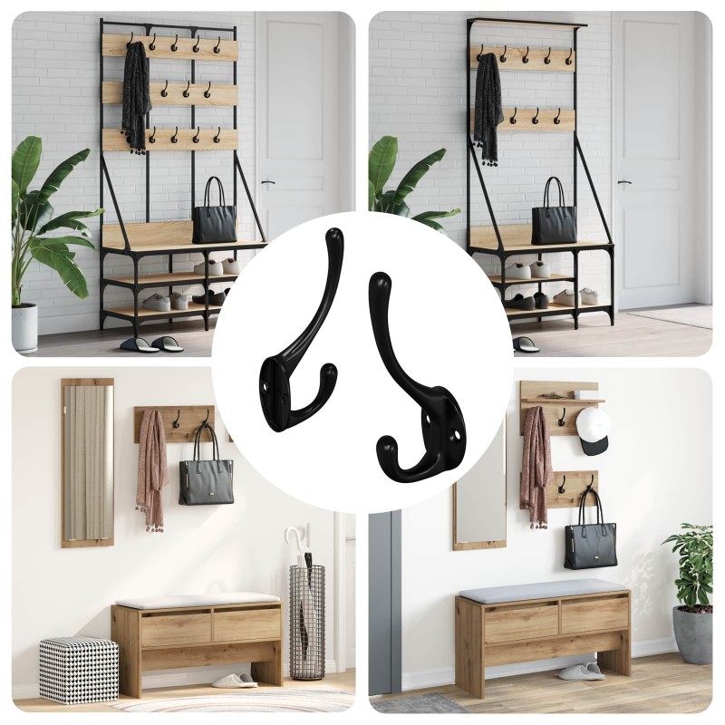 Crochet à vêtements 2 pcs Noir 102 x 29 x 47mm Alliage de zinc 554192554192