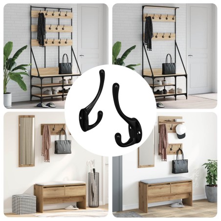 Crochet à vêtements 2 pcs Noir 102 x 29 x 47mm Alliage de zinc 554192554192