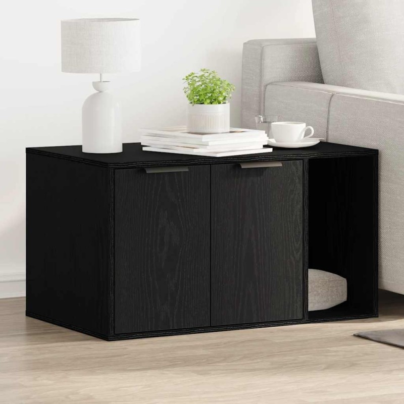 Bac à litière pour chat Chêne noir 80 x 50 x 45 cm Bois d'ingénierie 554235554235