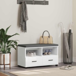 Banc d'entrée Blanc 80 x 38 x 46 cm Bois Ingénierie et Tissu 554262554262