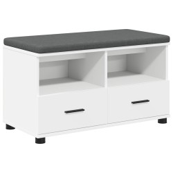 Banc d'entrée Blanc 80 x 38 x 46 cm Bois Ingénierie et Tissu 554262554262