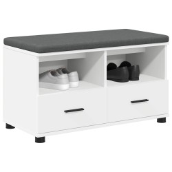 Banc d'entrée Blanc 80 x 38 x 46 cm Bois Ingénierie et Tissu 554262554262