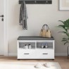 Banc d'entrée Blanc 80 x 38 x 46 cm Bois Ingénierie et Tissu 554262554262