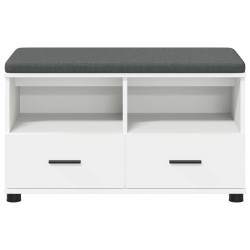 Banc d'entrée Blanc 80 x 38 x 46 cm Bois Ingénierie et Tissu 554262554262