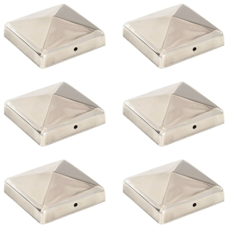 Bouchons de poteau de clôture pyramidaux 6 pcs Inox 91x91 mm 554296554296