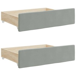  Tiroirs de lit 2 pcs gris clair bois d'ingénierie et velours 