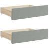  Tiroirs de lit 2 pcs gris clair bois d'ingénierie et velours 