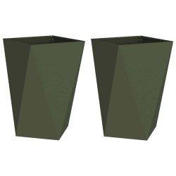 Jardinière 2 pcs Vert olive 50 x 50 x 75 cm Acier 554338554338