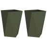 Jardinière 2 pcs Vert olive 50 x 50 x 75 cm Acier 554338554338