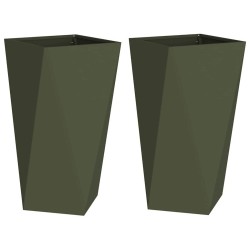 Jardinière 2 pcs Vert olive 40 x 40 x 75 cm Acier 554347554347