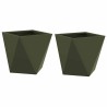 Jardinière 2 pcs Vert olive 30 x 30 x 30 cm Acier 554370554370