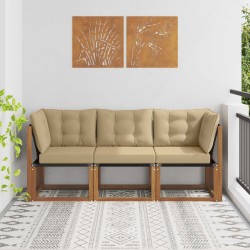 Canapé d’extérieur milieu et coin avec coussin 3 Pièce Naturel 554383554383