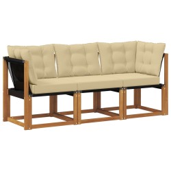 Canapé d’extérieur milieu et coin avec coussin 3 Pièce Naturel 554383554383