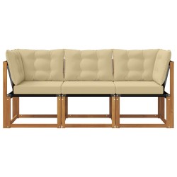 Canapé d’extérieur milieu et coin avec coussin 3 Pièce Naturel 554383554383