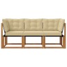 Canapé d’extérieur milieu et coin avec coussin 3 Pièce Naturel 554383554383