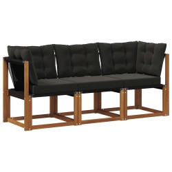 Canapé d’extérieur milieu et coin avec coussin 3 Pièce Naturel 554384554384