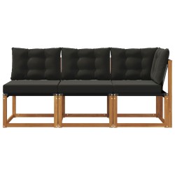 Canapé d’extérieur milieu et coin avec coussin 3 Pièce Naturel 554389554389