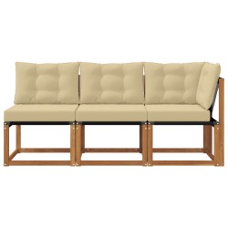 Canapé d’extérieur milieu et coin avec coussin 3 Pièce Naturel 554390554390