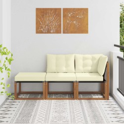 Canapés modulaires d'extérieur 3 Pièce Naturel et Crème 554400554400