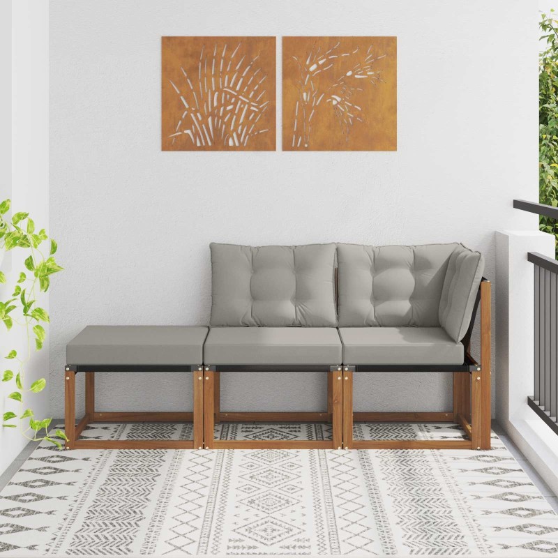 Canapés modulaires d'extérieur 3 Pièce Gris Naturel et Clair 554402554402