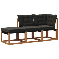 Canapés modulaires d'extérieur 3 Pièce Naturel et Noir 554403554403
