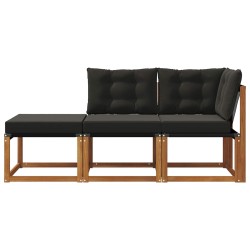 Canapés modulaires d'extérieur 3 Pièce Naturel et Noir 554403554403