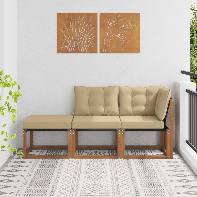 Canapés modulaires d'extérieur 3 Pièce Naturel et Beige 554404554404