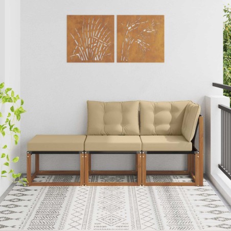 Canapés modulaires d'extérieur 3 Pièce Naturel et Beige 554404554404