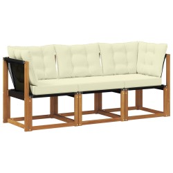 Canapé d’extérieur milieu et coin avec coussin 3 Pièce Naturel 554406554406