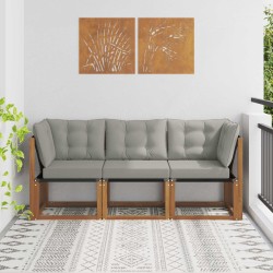 Canapé d’extérieur milieu et coin avec coussin 3 Pièce Naturel 554407554407