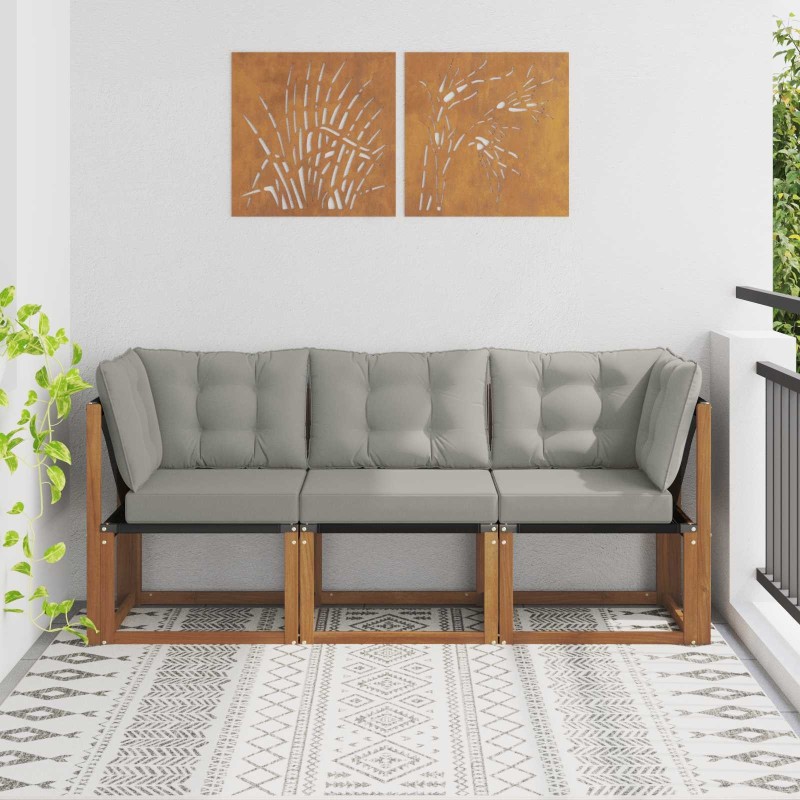 Canapé d’extérieur milieu et coin avec coussin 3 Pièce Naturel 554407554407