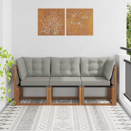 Canapé d’extérieur milieu et coin avec coussin 3 Pièce Naturel 554407554407