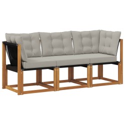 Canapé d’extérieur milieu et coin avec coussin 3 Pièce Naturel 554407554407