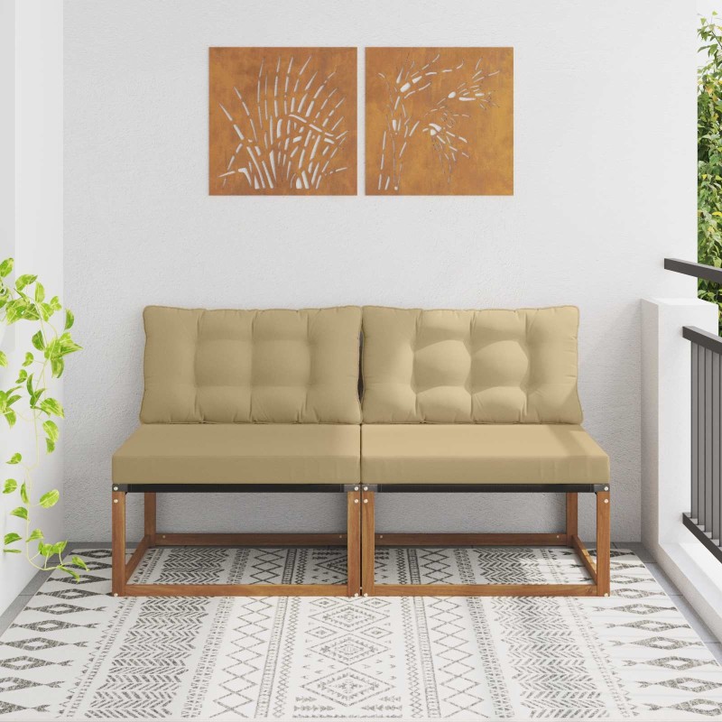 2 Pièce Sofa de milieu extérieur Bois d'Acacia Massif Naturel 554408554408