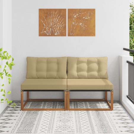 2 Pièce Sofa de milieu extérieur Bois d'Acacia Massif Naturel 554408554408