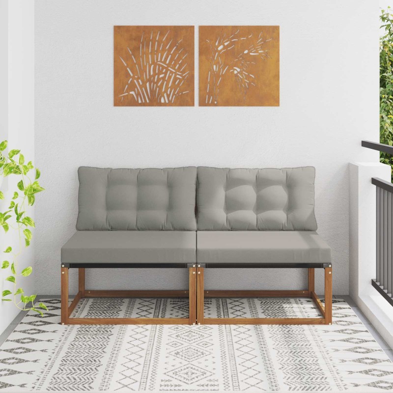 2 Pièce Sofa de milieu extérieur Bois d'Acacia Massif Naturel 554412554412