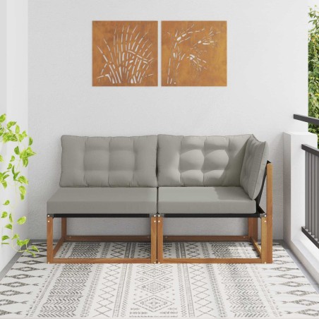 Canapé d’extérieur milieu et coin avec coussin 2 Pièce Naturel 554425554425